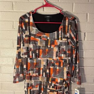 Alfani NWT Peach and Tan Pattern Top - Size XL